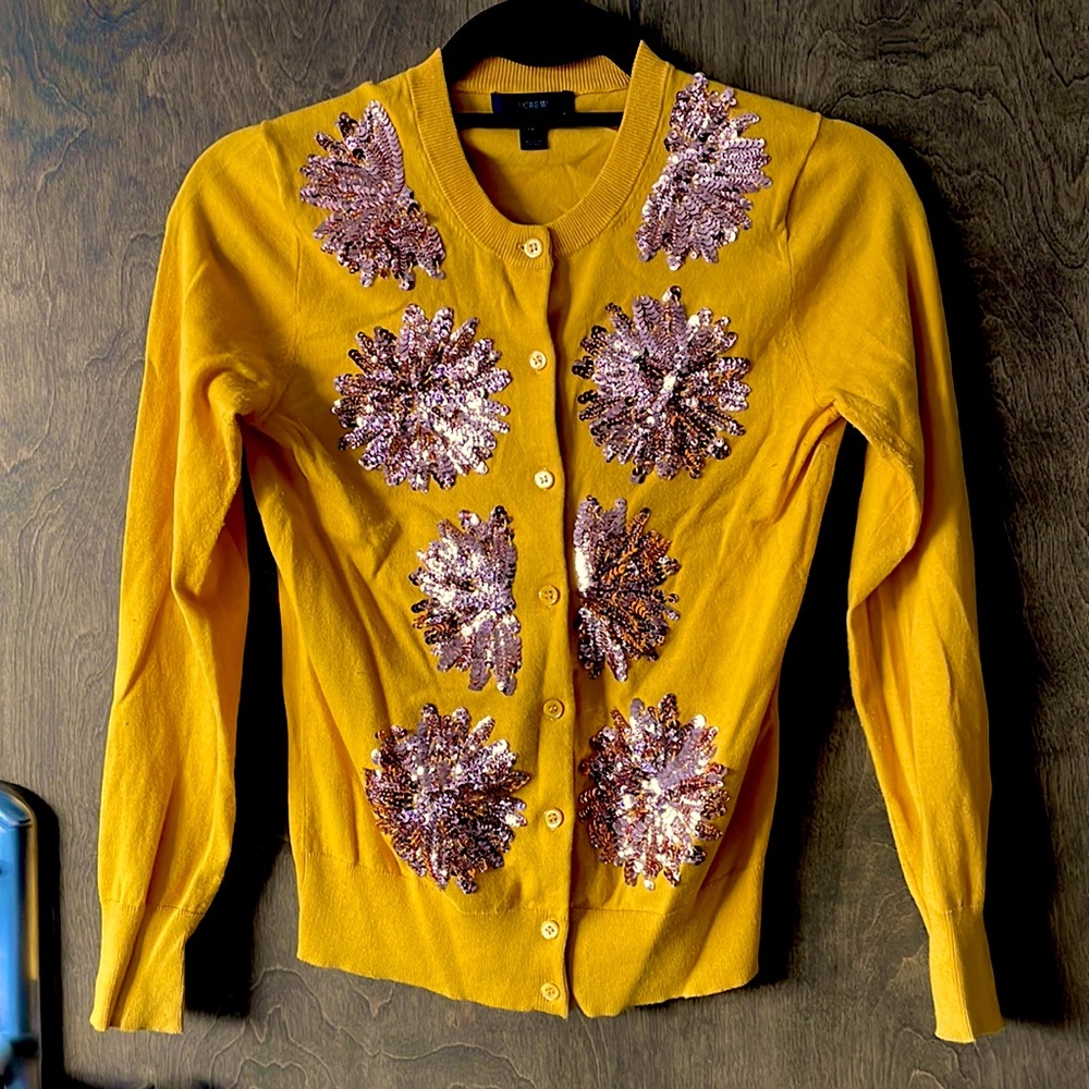J. Crew Floral Sequin Cardigan